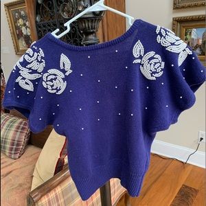 Blue Beaded Sweater
